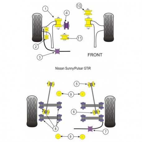 Silemblock Powerflex Trapecio Delantero Nissan Sunny GTiR (2 Piezas)