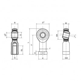 Rótula Reforzado  SE Femenino Paso Derecho 18mm / 1.5mm