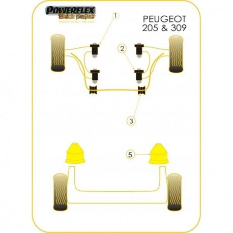 Silemblock Powerflex Black Barra Estabilizadora 17mm Peugeot 205 / 309 GTI (2 Piezas)