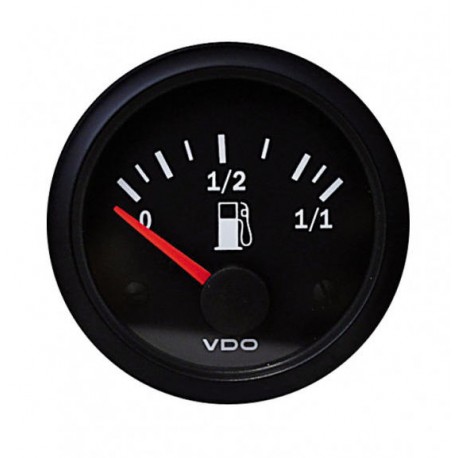 Manómetro VDO Nivel Gasolina Tubular Vision Diámetro 52 Fondo Negro
