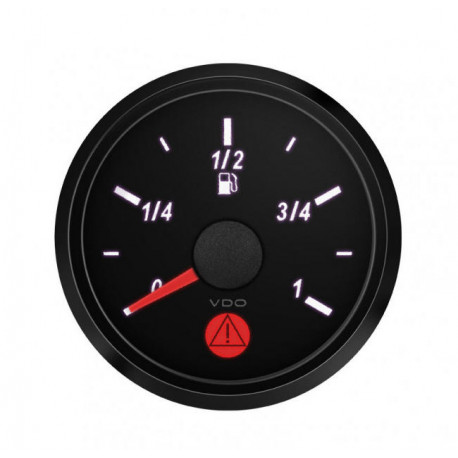 Manómetro Nivel de Gasolina VDO SingleViu Diámetro 52mm Fondo Negro (funciona con tubo medidor de gasolina)