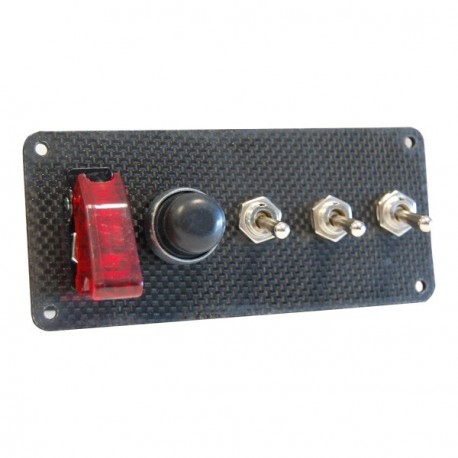 Pack Arranque 3 Accesorios Placa Look Carbono Interruptores + Botones