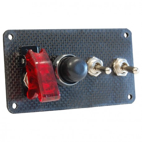 Pack Démarage 2 Accesorios Placa Look Carbono Interruptores + Botones