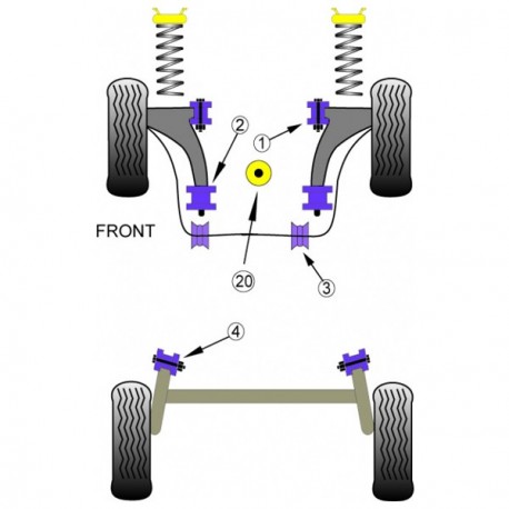 Silemblock Powerflex Trapecio Delantero Seat Después 2002 Trasera (2 Piezas)
