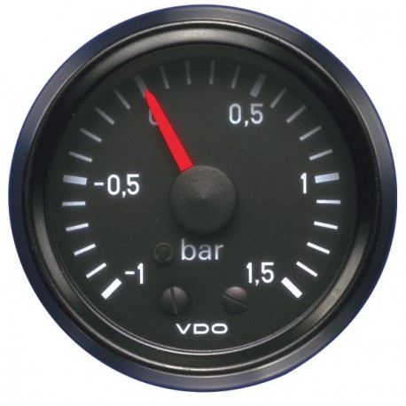 Manómetro VDO Presión Turbo 1.5 Bar Diámetro 52 Fondo Negro